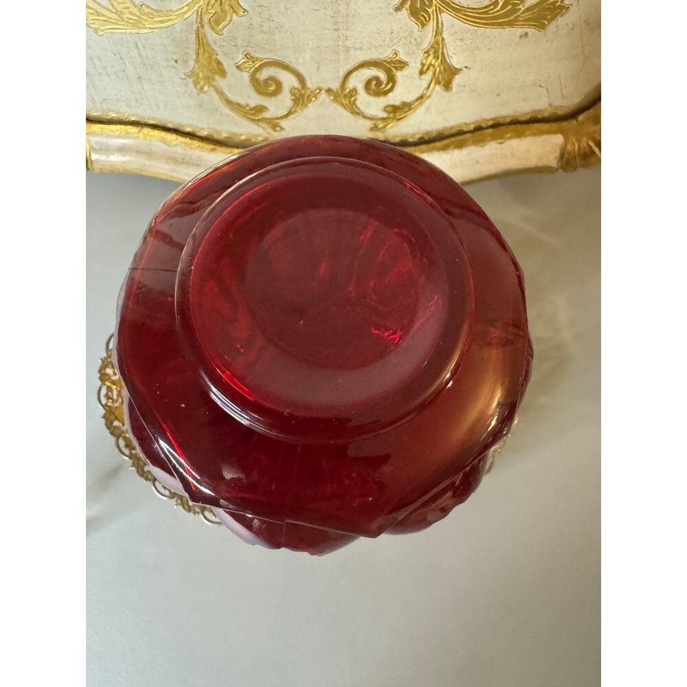Vintage Ruby Red LE Smith Decanter with Crystal Stopper(Moon & Stars Pattern) - Picture 6 of 6